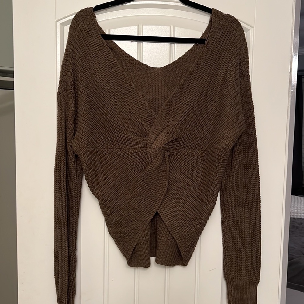 Small Brown Twist Back Boutique Sweater
